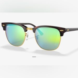 Rayban Clubmaster tortise shell sunglasses mirror lens